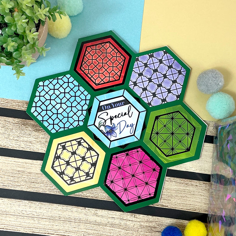 Luxury Shaped Cards - Hexagon Flower