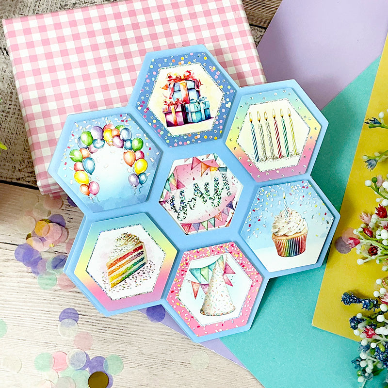 Luxury Shaped Cards - Hexagon Flower