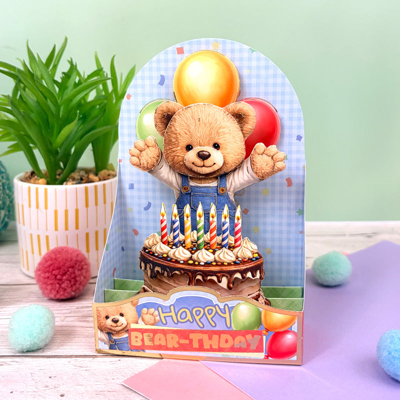 Side-Pop Stepper Card - Happy Bear-thday