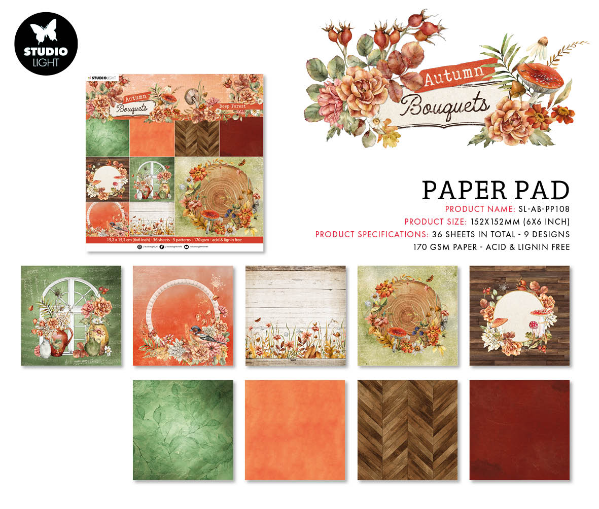 SL Paper Pad Deep Tones Autumn Bouquet 152,4x152,4x9mm 36 SH  nr.108