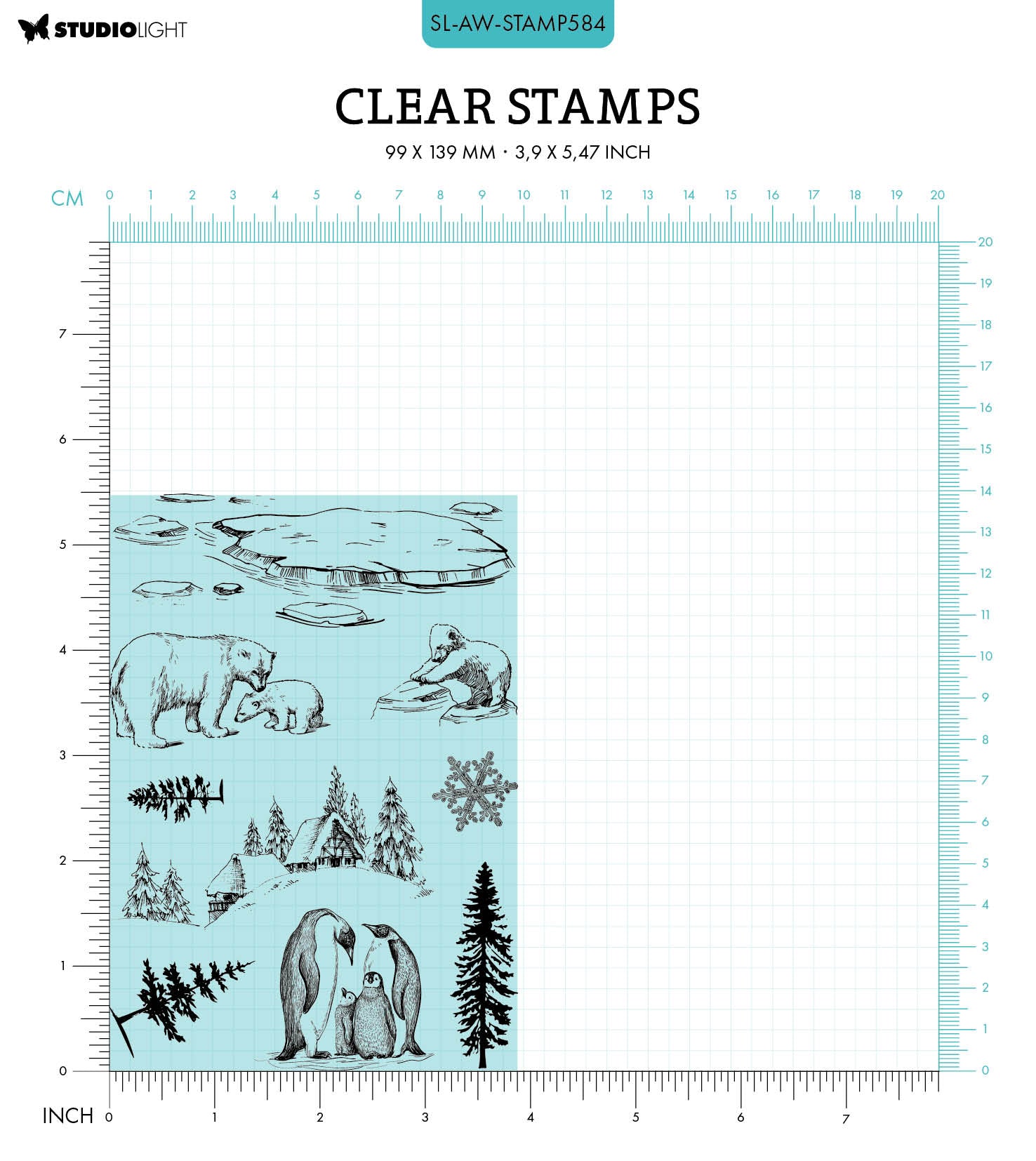 SL Clear Stamp Arctic Elements Artic Winter 99x139x3mm 9 PC nr.584