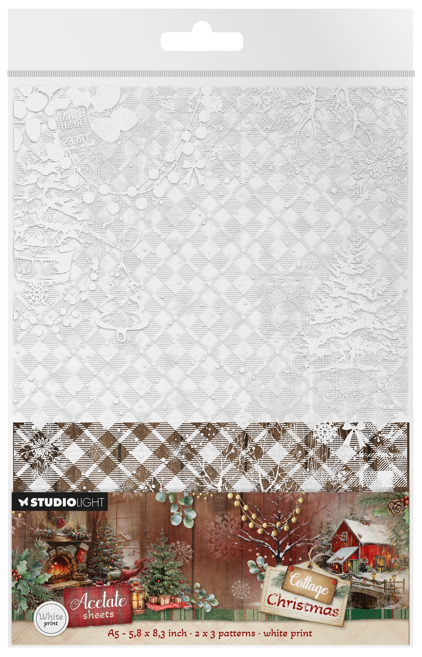SL Acetate Sheets Plaid & Snow Cottage Christmas 6 Sheets