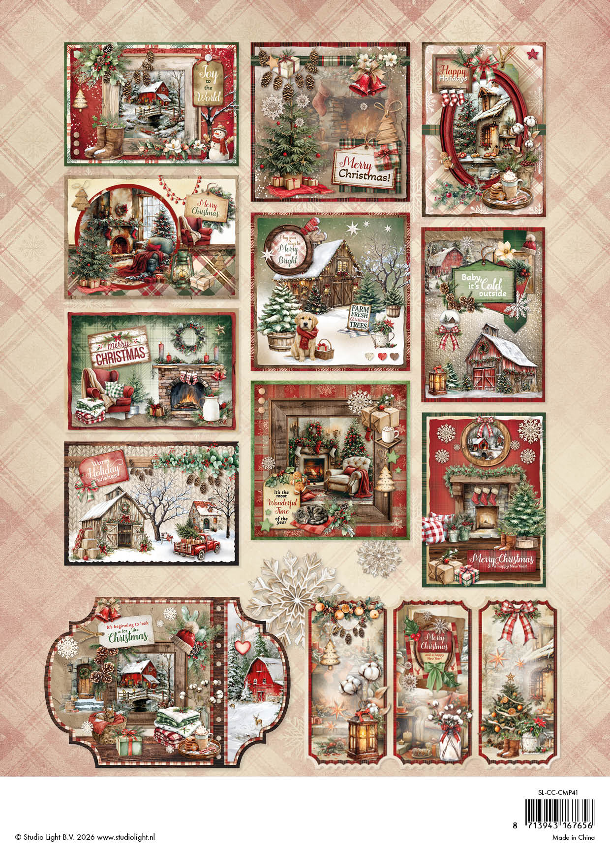SL Card Making Pad For Creating 12 Cards Cottage Christmas 14 Sheets
