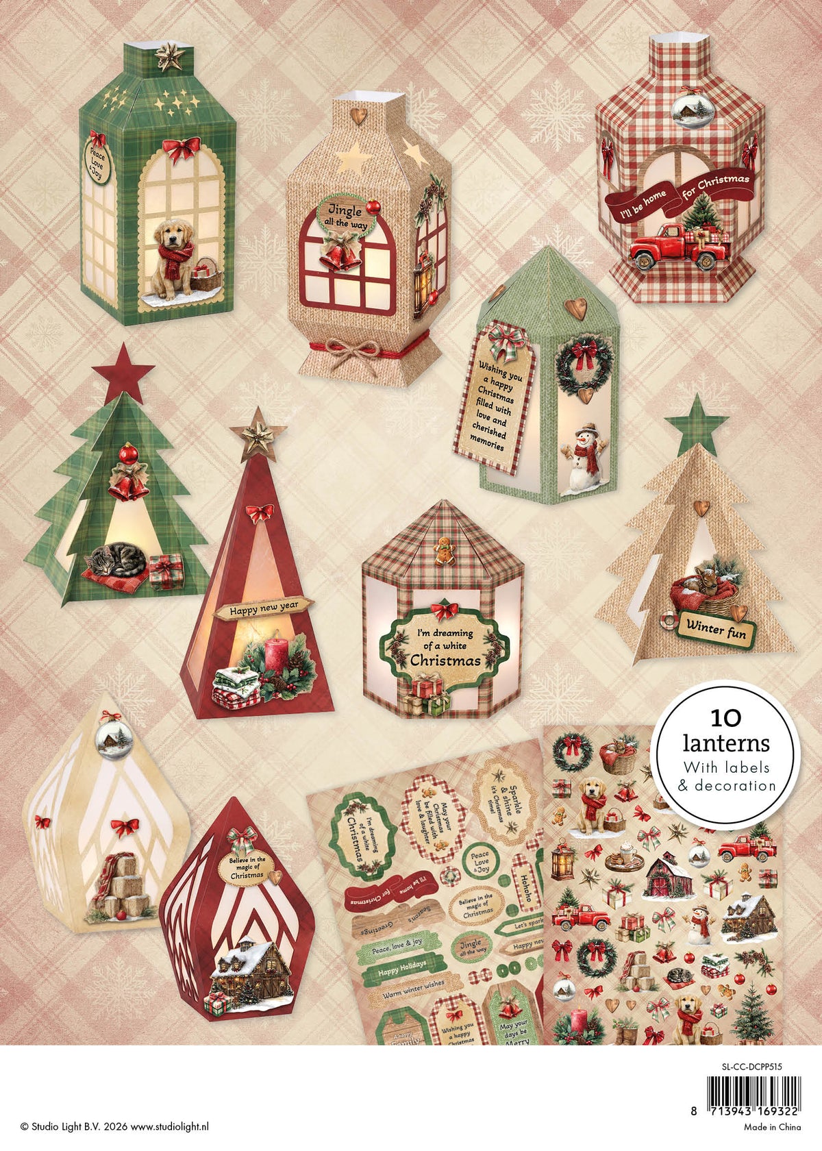 SL DIY Lanterns Die-Cut Paper Pad Cottage Christmas 12 Sheets