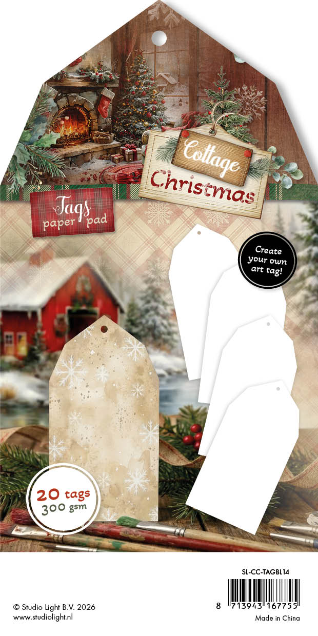 SL Tag Paper Pad White Tags Cottage Christmas 20 Sheets
