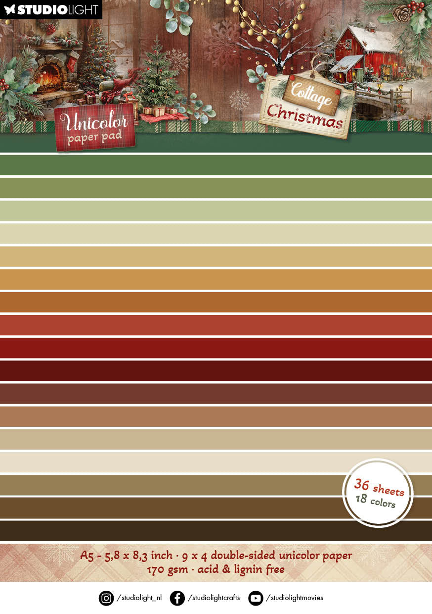 SL Unicolor Paper Pad Cottage Christmas 36 Sheets