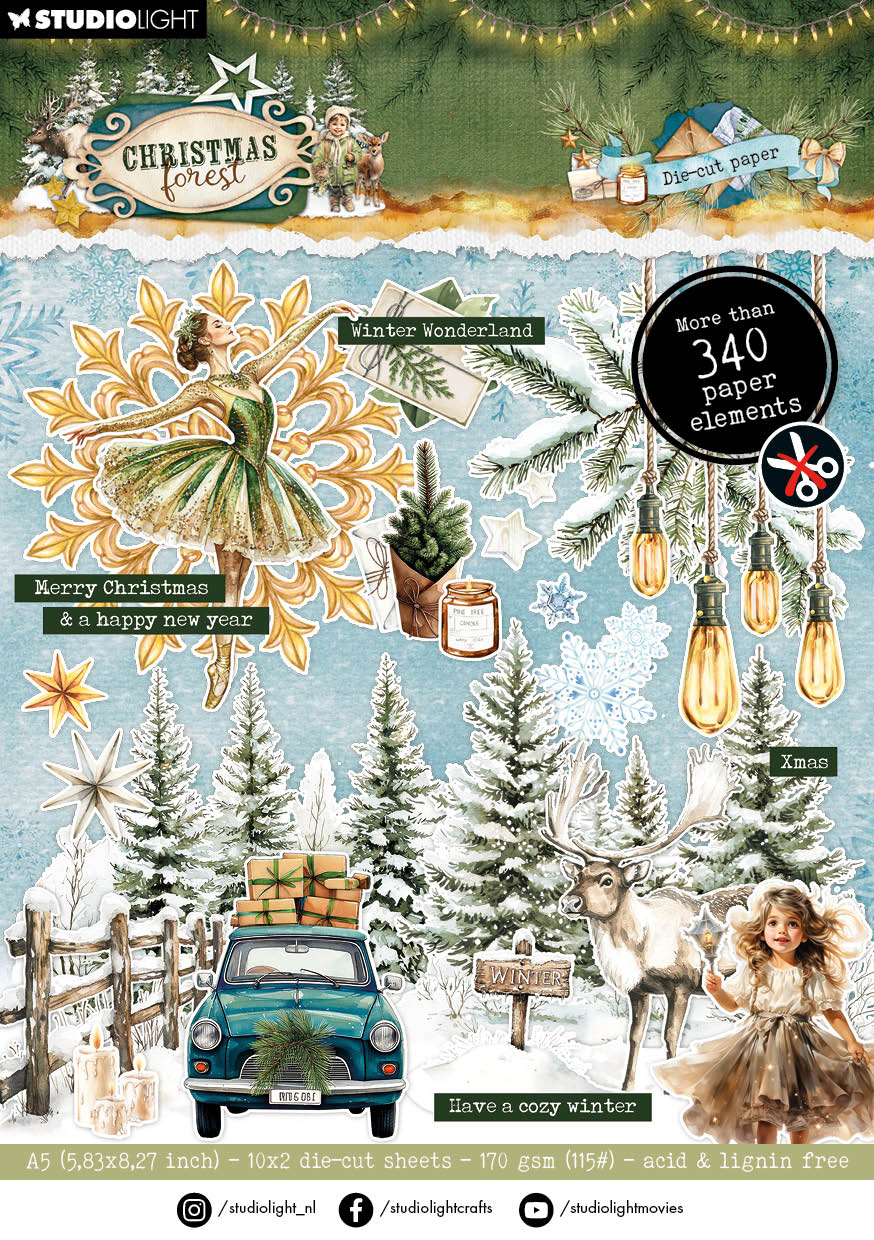 SL Die-Cut Paper Pad Paper Elements Christmas Forest 20 Sheets