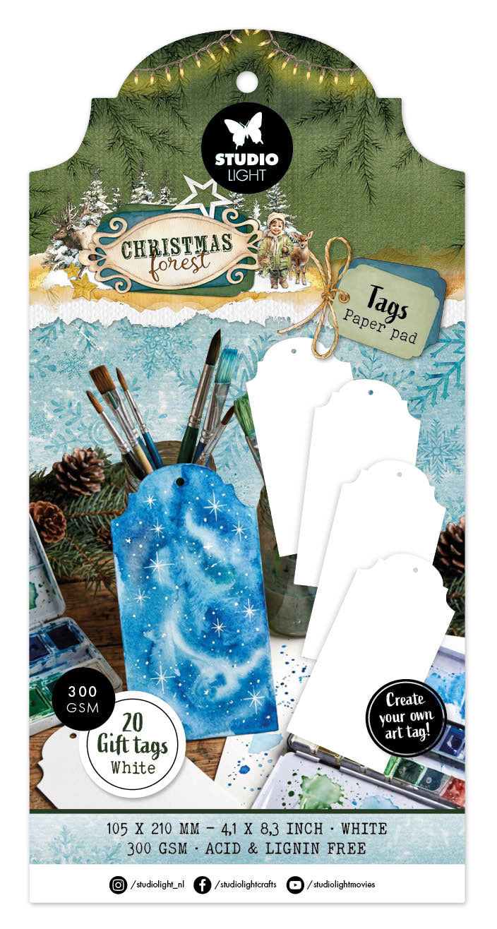 SL Tag Paper Pad White Tags Christmas Forest 20 Sheets