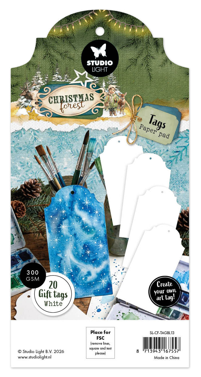 SL Tag Paper Pad White Tags Christmas Forest 20 Sheets