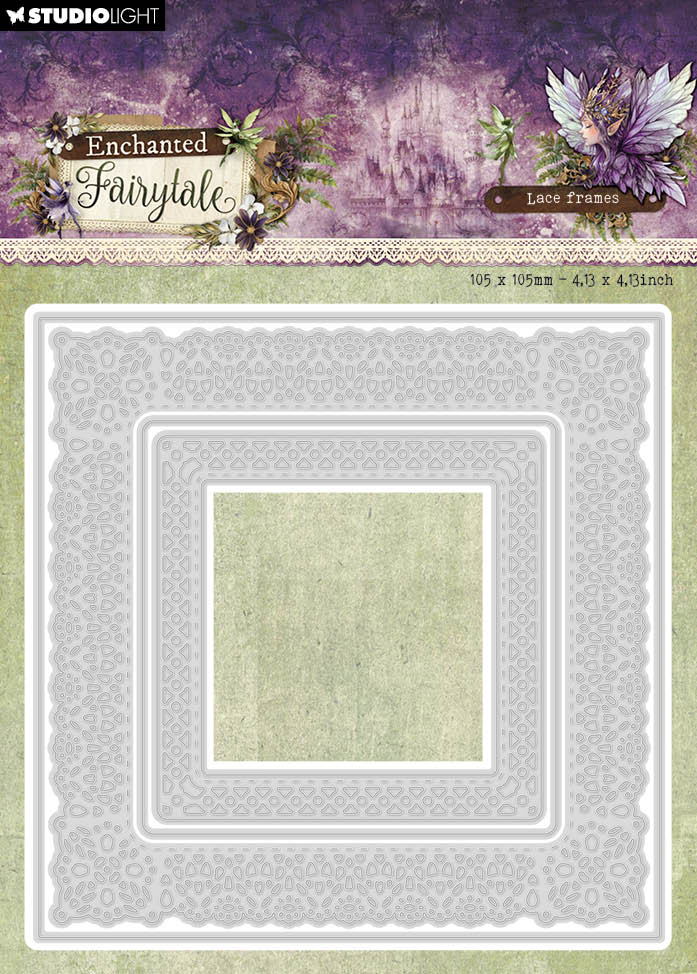 SL Cutting Dies Lace Frames Square Enchanted Fairytale 4 Pieces