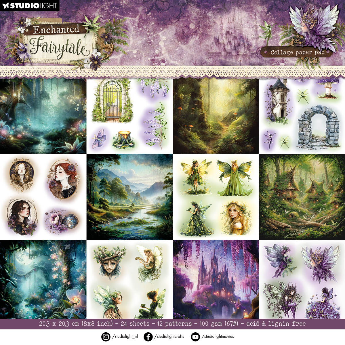 SL Collage Paper Pad Collage Paper Pad Enchanted Fairytale 24 Sheets