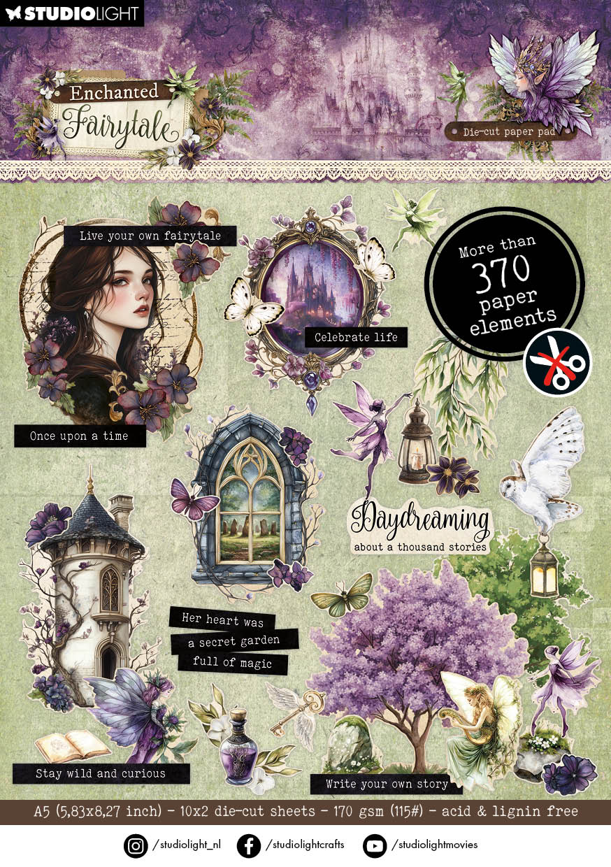 SL Die-Cut Paper Pad Die-Cut Elements Enchanted Fairytale 20 Sheets