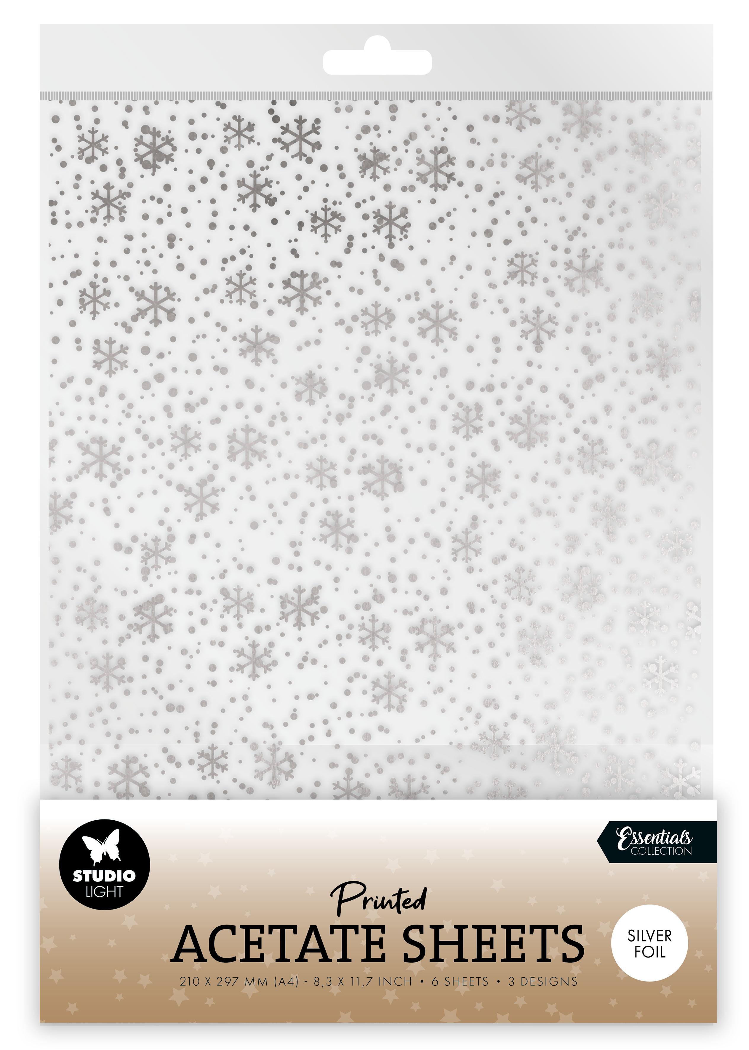 SL Acetate Sheet Snowflakes Silver Essentials 6 Sheets