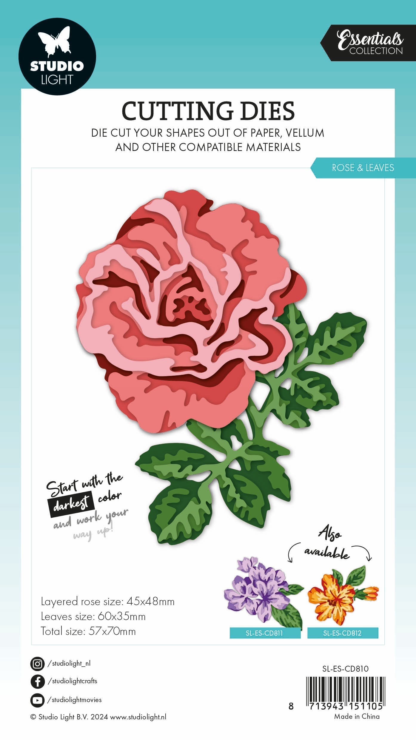 SL Cutting Dies Layered - Rose & Leaves Essentials 8 PC