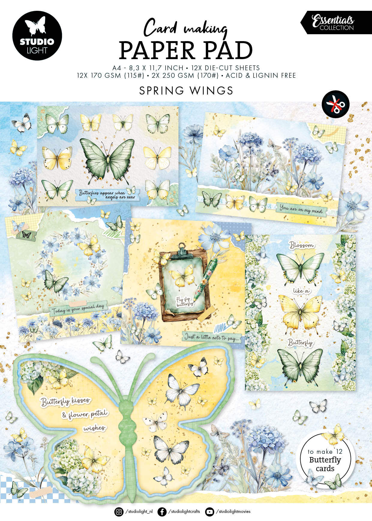 SL Card Making Pad Butterflies Essentials 14 Sheets