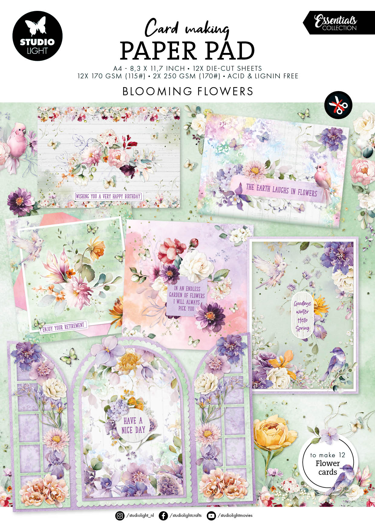 SL Card Making Pad Flowers Essentials 14 Sheets