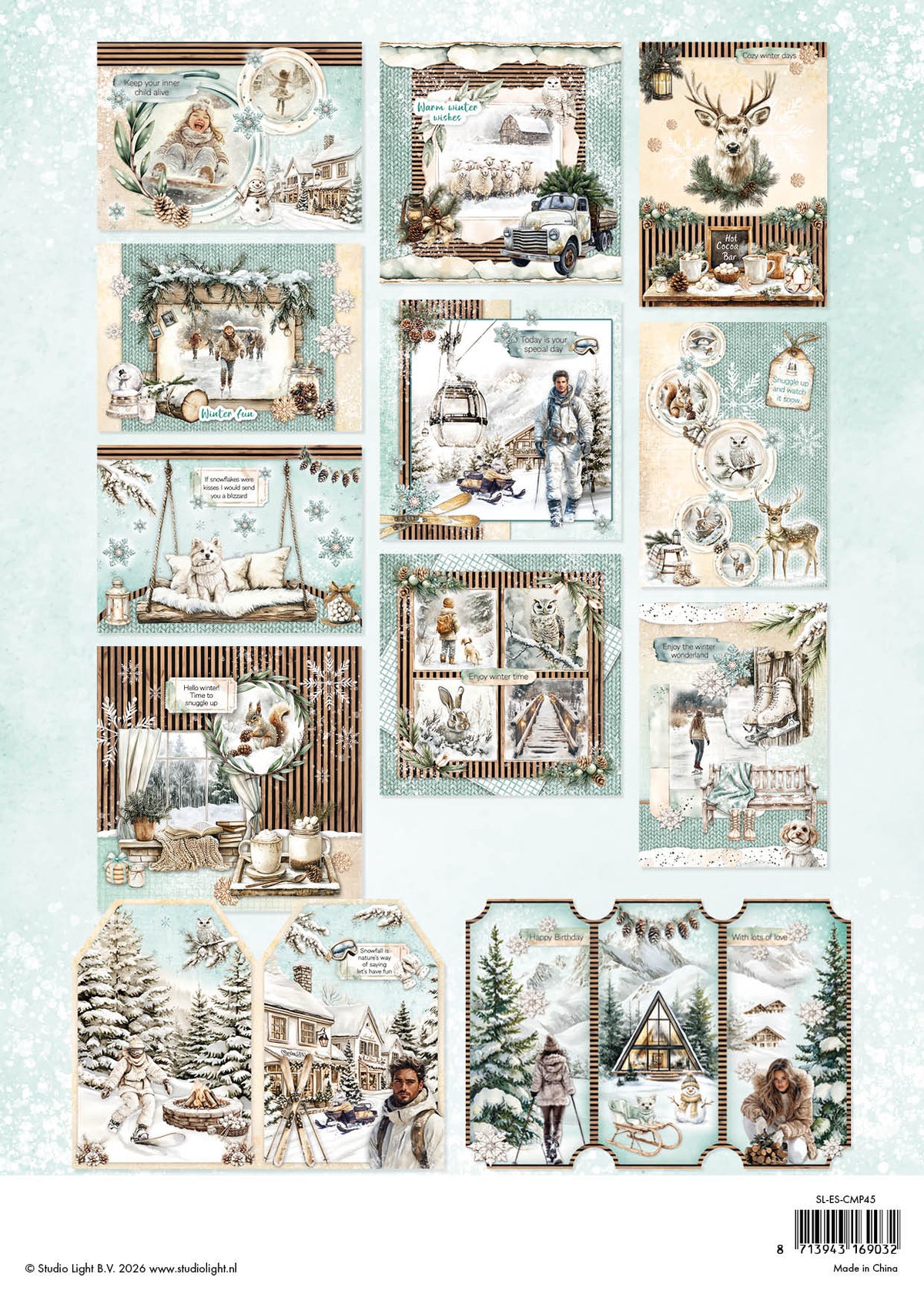 SL Card Making Pad Rustic Winter Essentials 14 Sheets