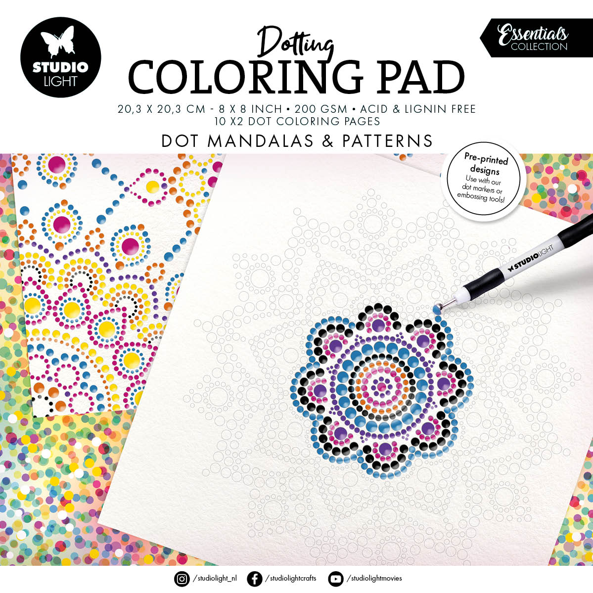 SL Coloring Pages Dot Mandalas & Patterns Essentials 20 Sheets