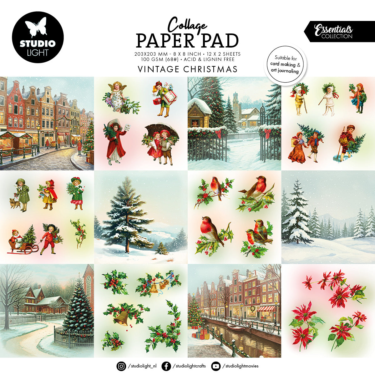 SL Collage Paper Pad Vintage Christmas Essentials 24 Sheets