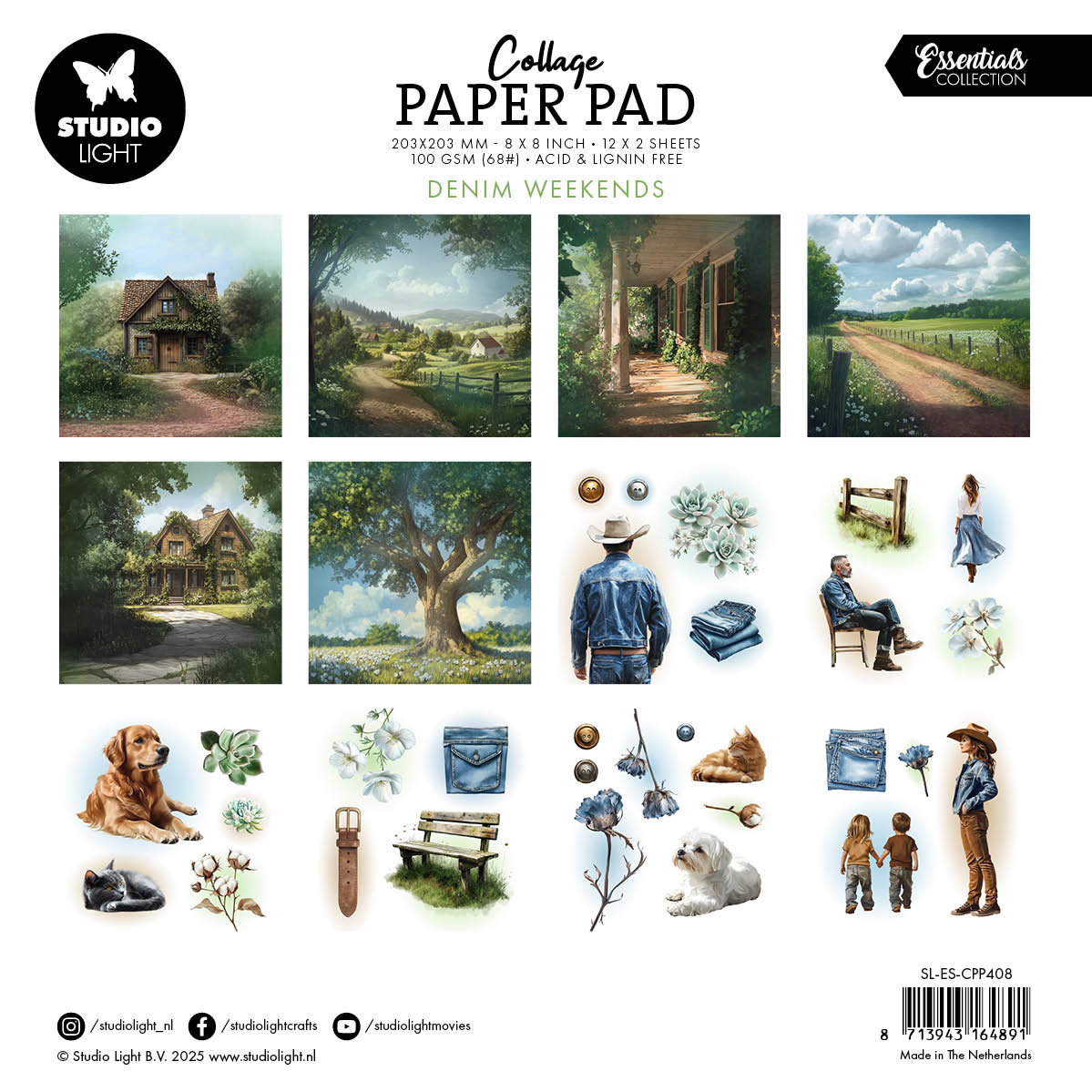 SL Collage Paper Pad Denim Weekends Essentials 203x203x5mm 24 Sheets