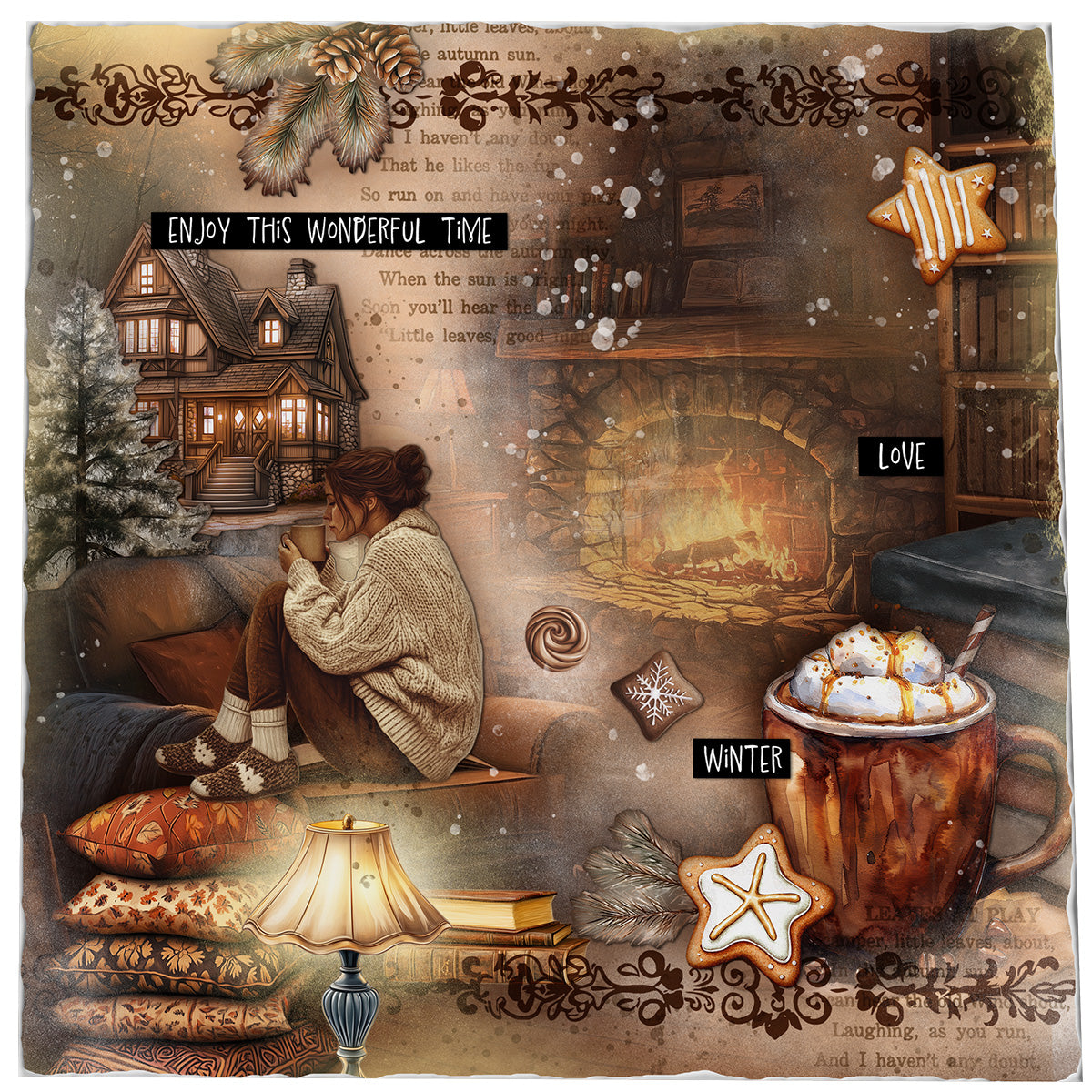 SL Collage Paper Pad Hot Cocoa Essentials 203x203x5mm 24 Sheets