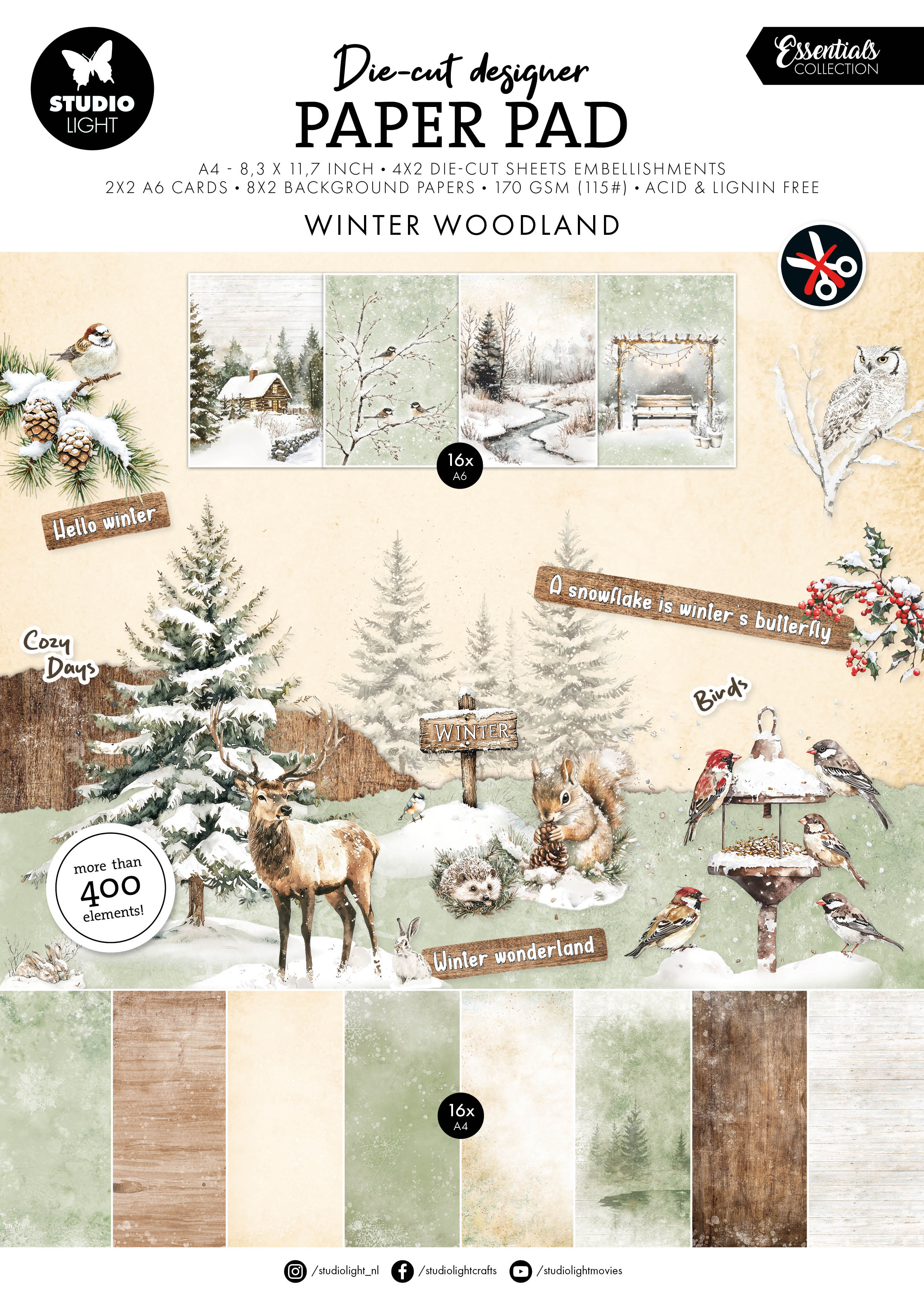 SL Die-Cut Designer Paper Pad Winter Woodland Essentials