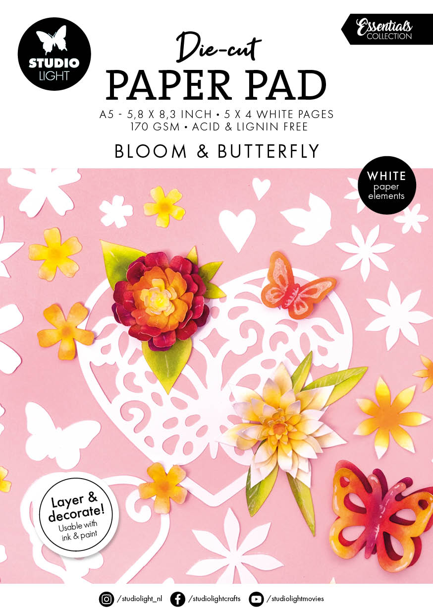 SL Die-Cut Paper Pad Bloom & Butterfly Essentials 20 Sheets
