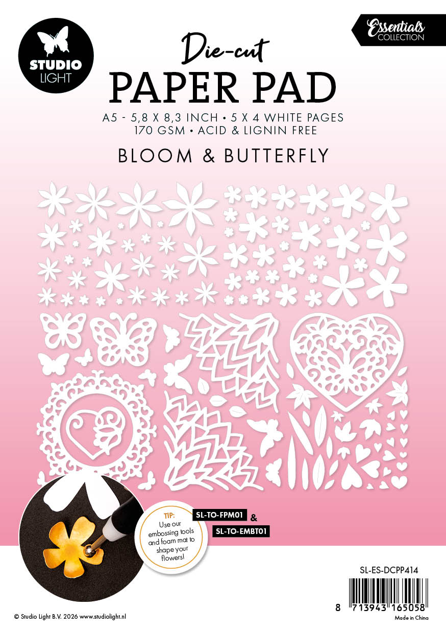 SL Die-Cut Paper Pad Bloom & Butterfly Essentials 20 Sheets