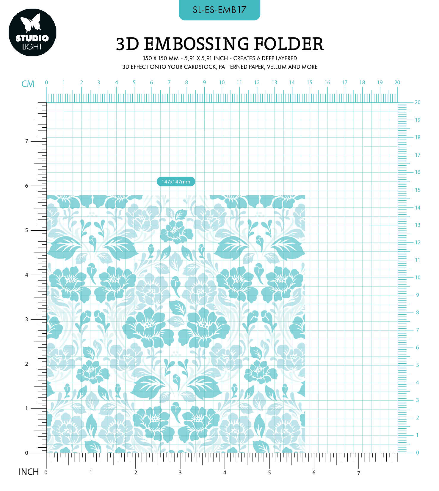 SL Embossing Folder Flower Pattern Essentials 150x150x4mm 1 PC nr.17
