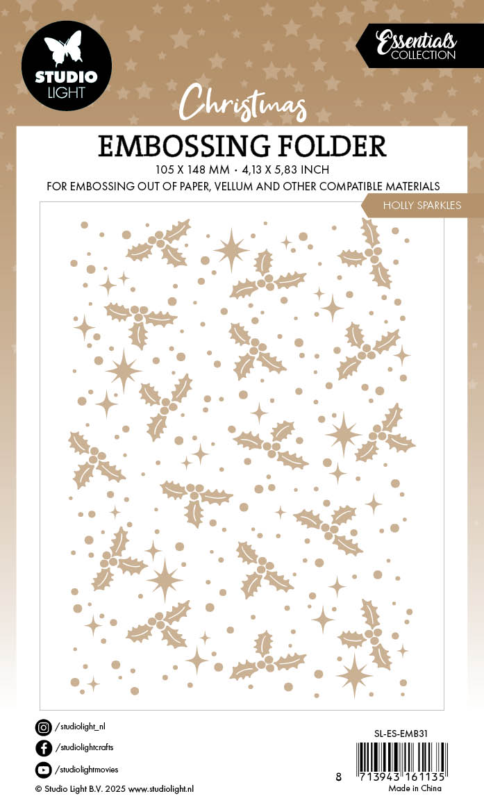 SL Embossing Folder Holly Sparkles Essentials 1 Piece