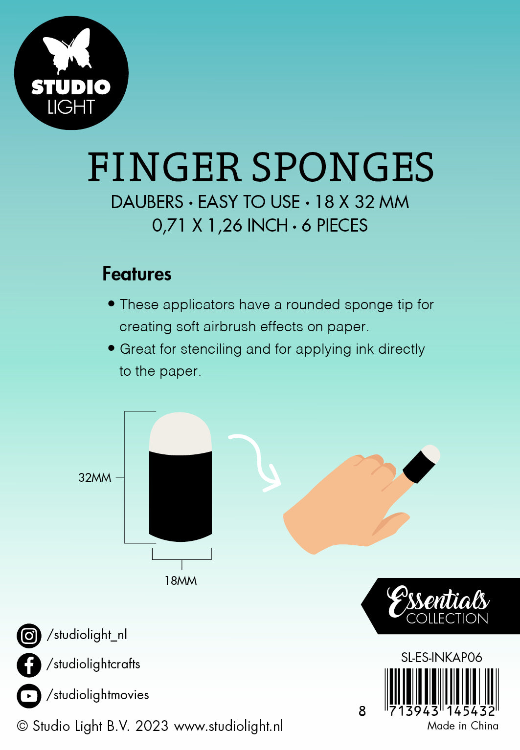 SL Finger Sponges Daubers Essentials Tools 32x18x18mm 6 PC nr.06