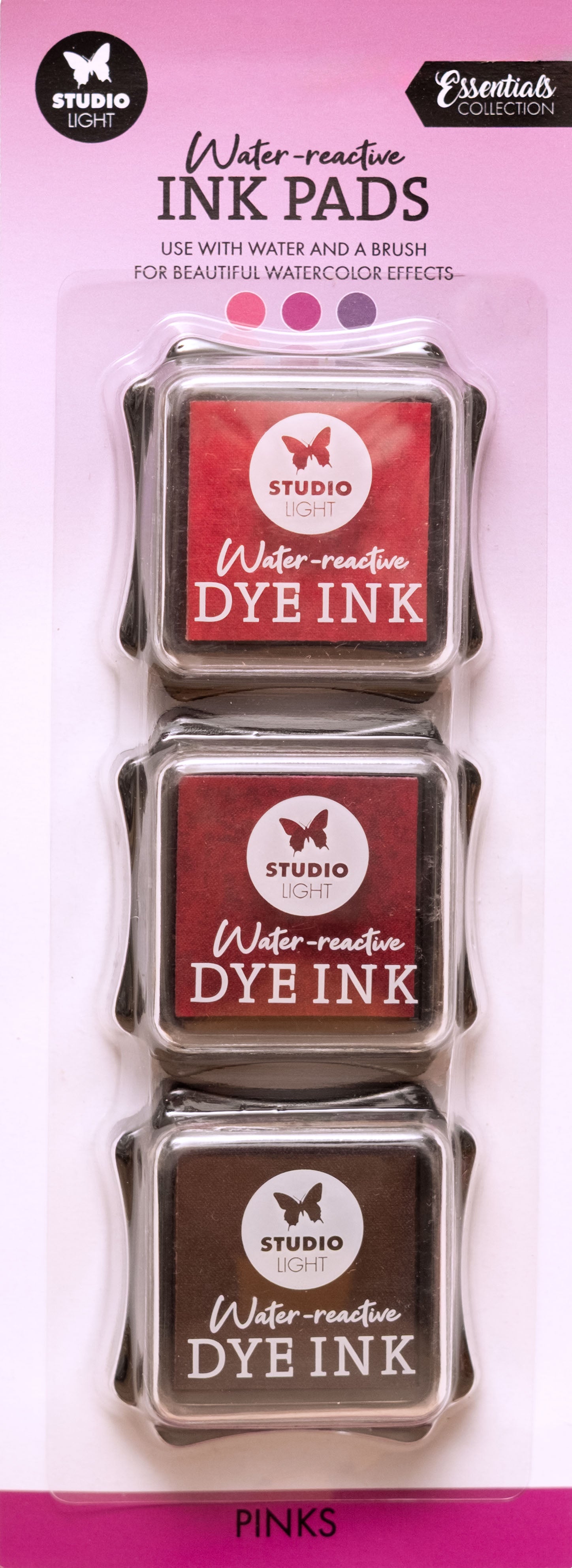 SL Water-Reactive Ink Pads Pinks Essentials 3 Pieces