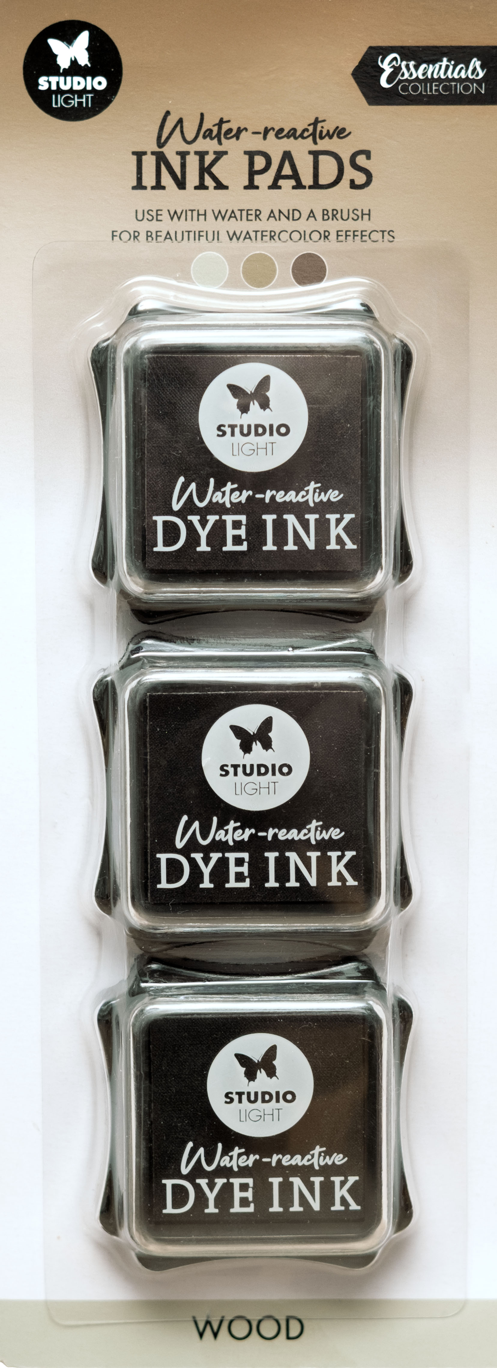 SL Water-Reactive Ink Pads Wood Essentials 3 Pieces