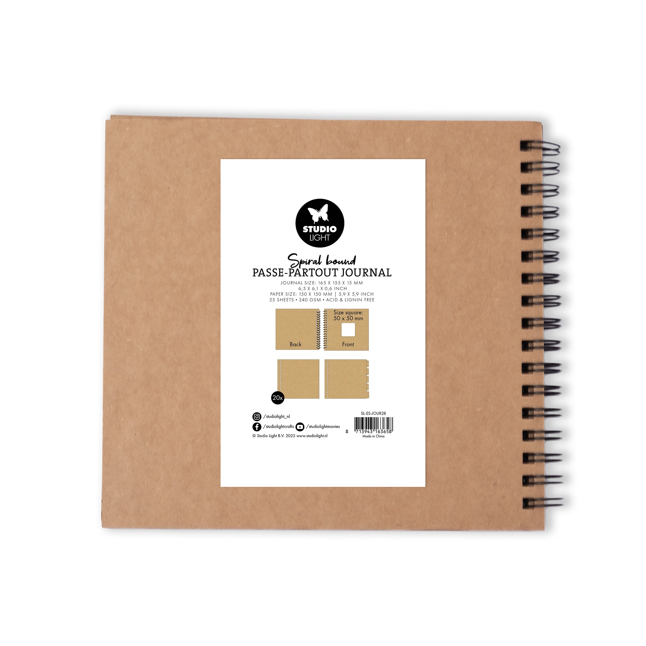 SL Spiral Passe-Partout Journal 15x15 cm, Kraft Essentials 1 Piece