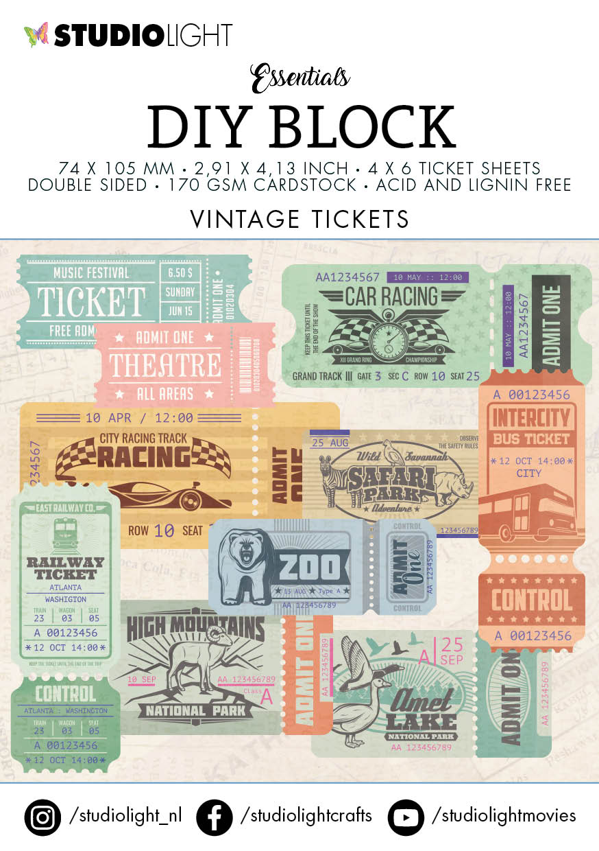SL DIY Block Mini Vintage Tickets Essentials 74x105x9mm24 SH nr.01