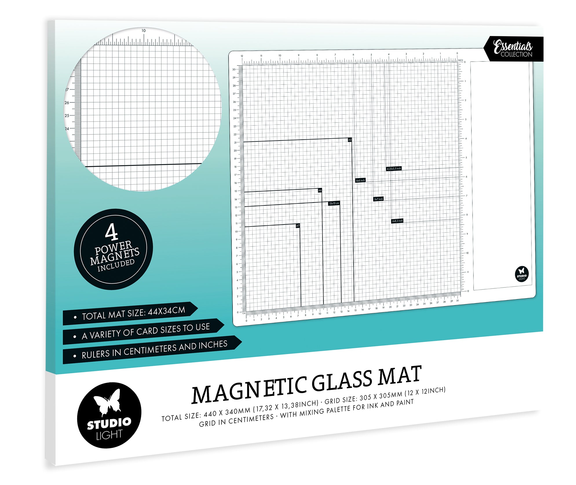 SL Magnetic Glass Mat 4 Magnets Included Essentials 450x350x10mm 1 PC nr.01
