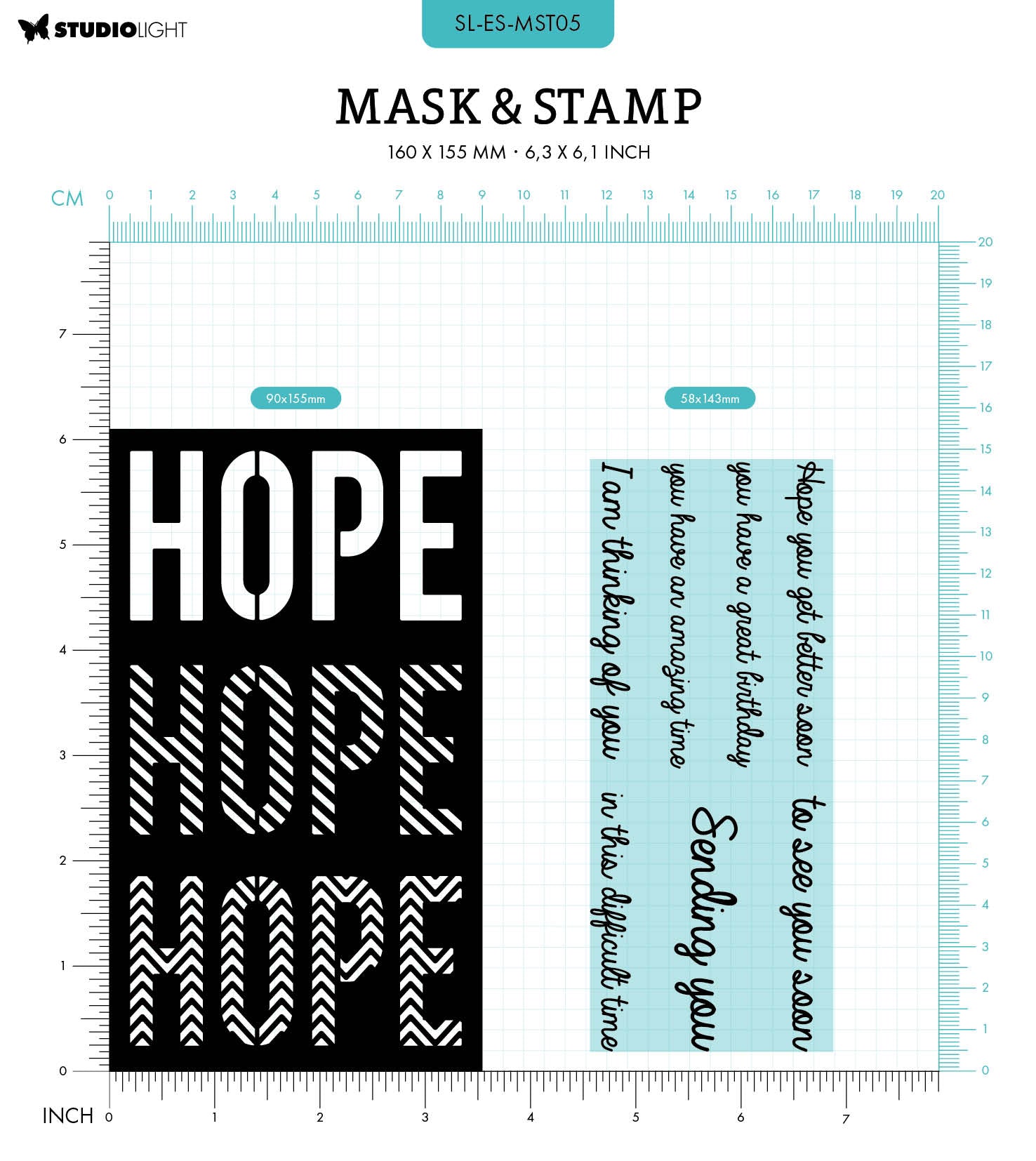 SL Masks & Stamps Hope Sentiments Essentials 160x155x3mm 8 PC nr.05