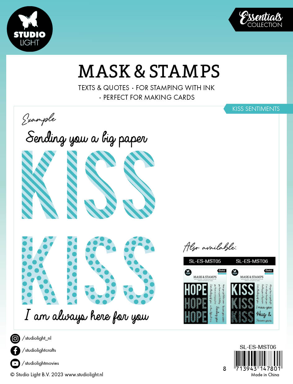 SL Masks & Stamps Kiss Sentiments Essentials 160x155x3mm 8 PC nr.06