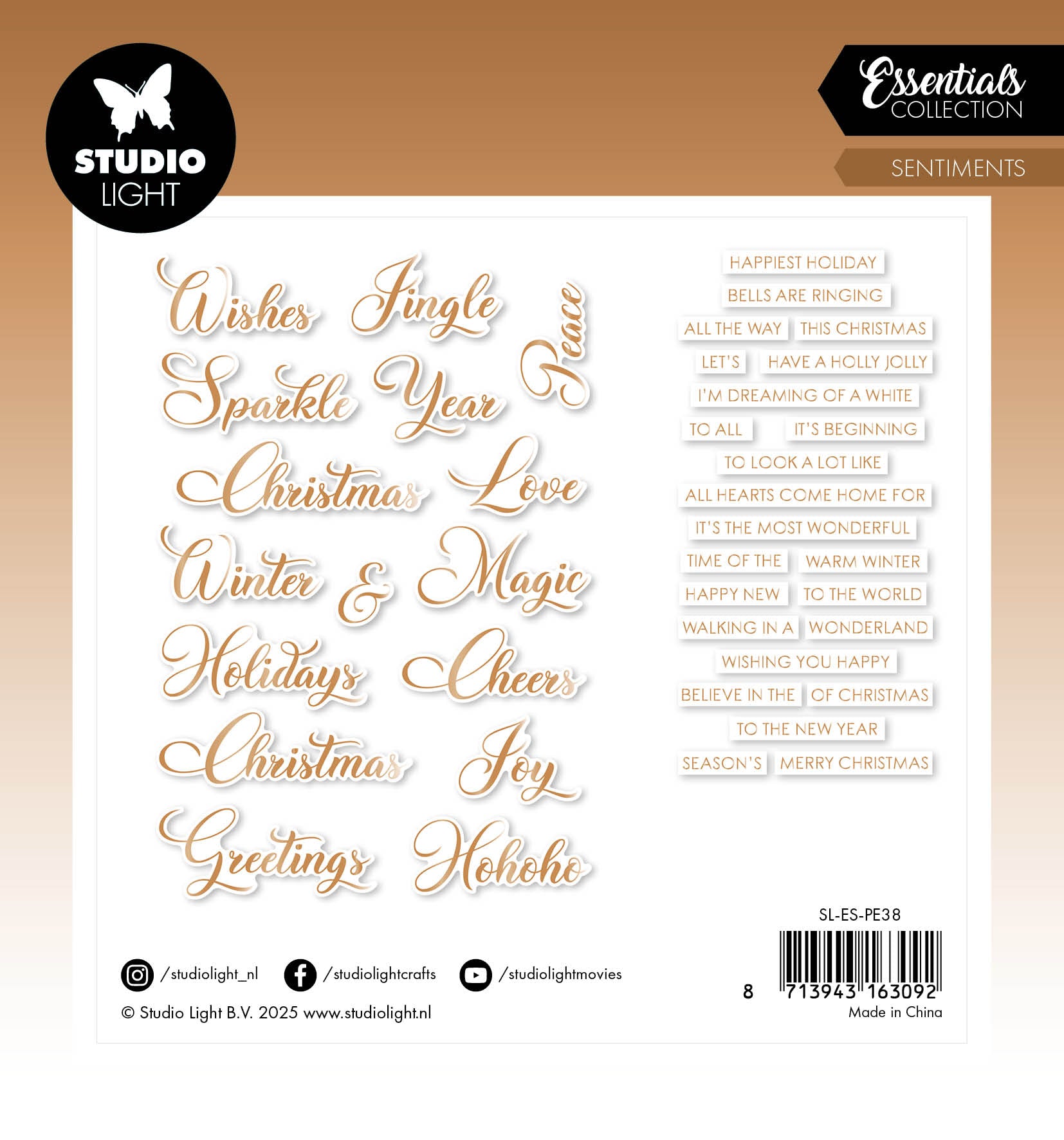 SL Paper Elements Bronze Sentiments Classic Essentials 40 Pieces