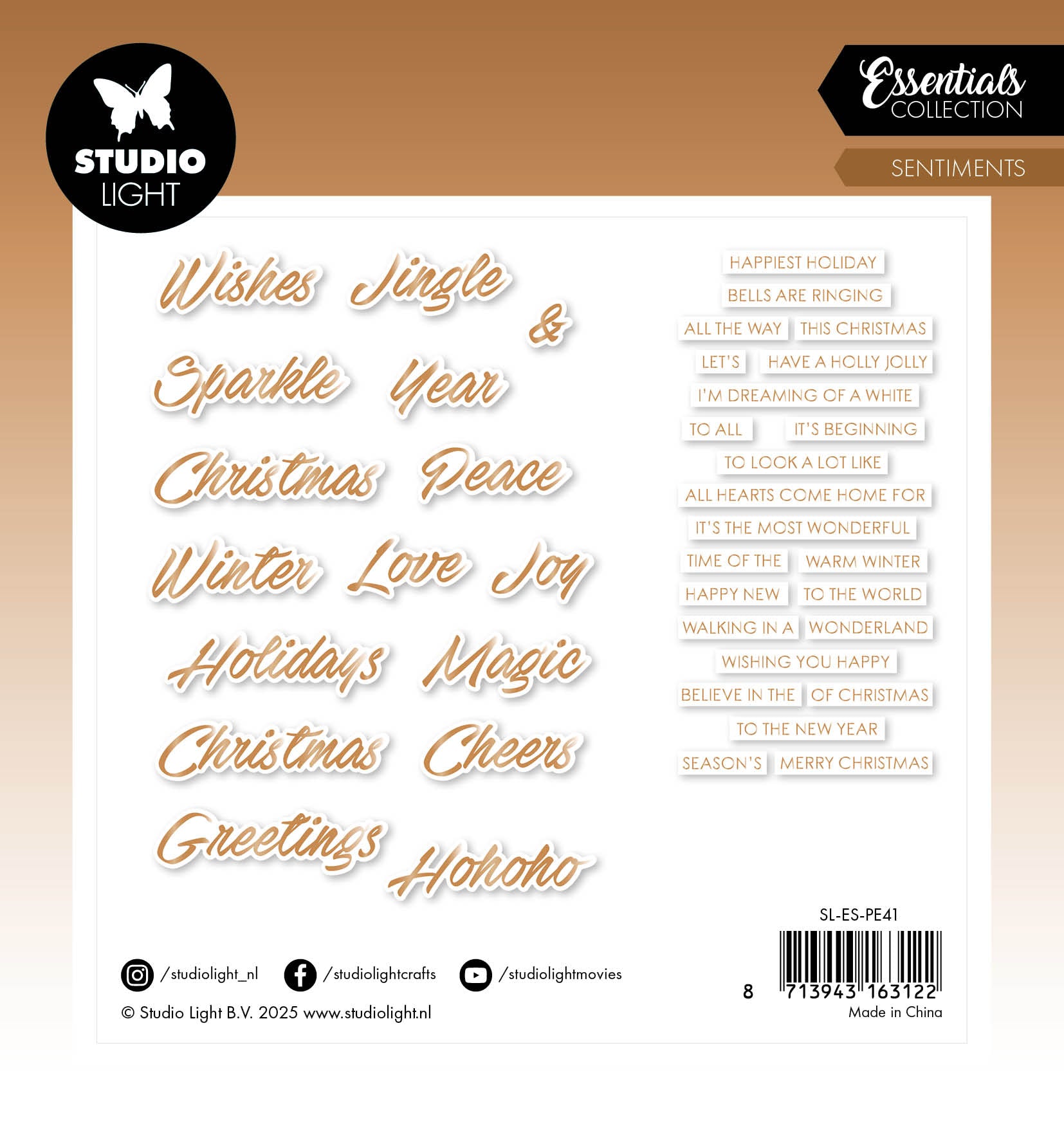 SL Paper Elements Bronze Sentiments Trendy Essentials 40 Pieces