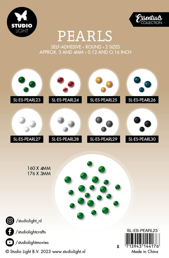 SL Self-Adhesive Pearls Green Pearls Essentials105x160x4mm 336 PC nr.23