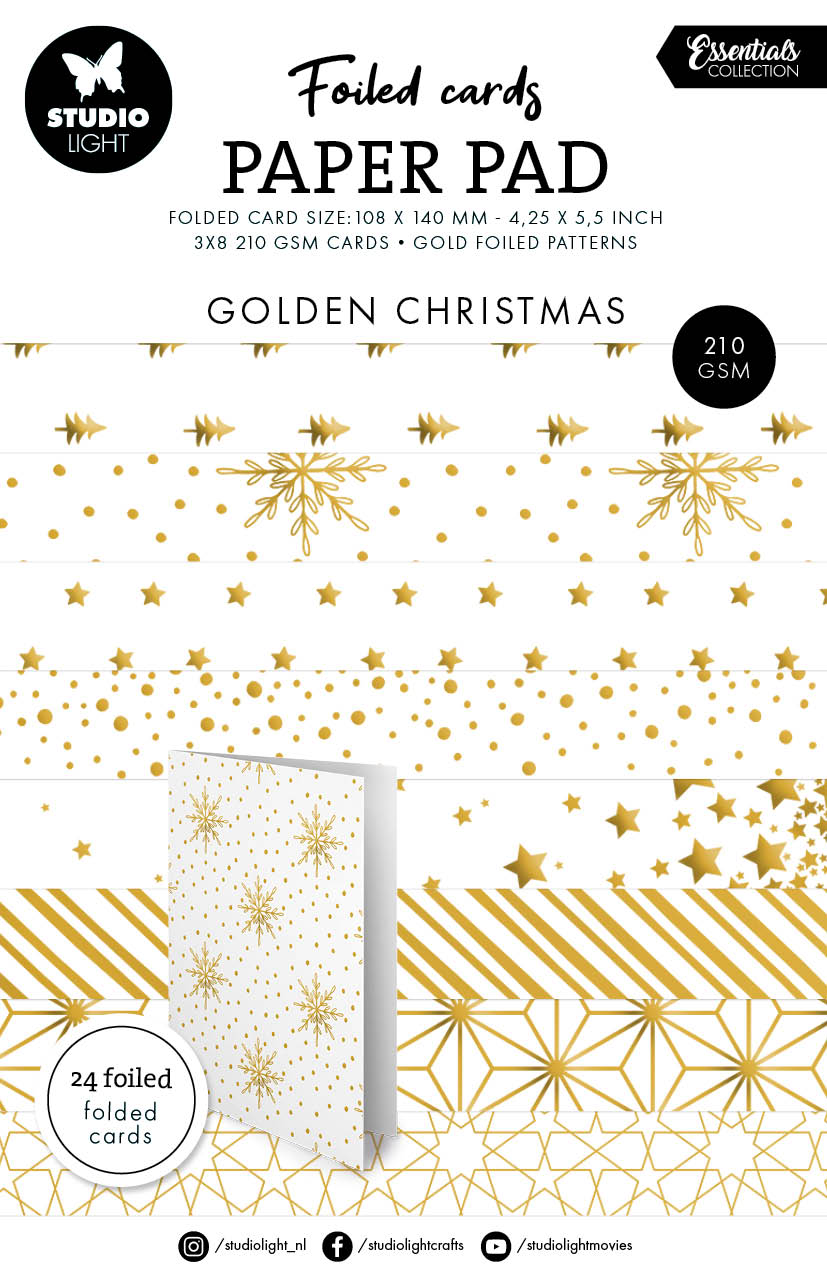 SL Foiled Cards Golden Christmas Patterns Essentials 24 SH