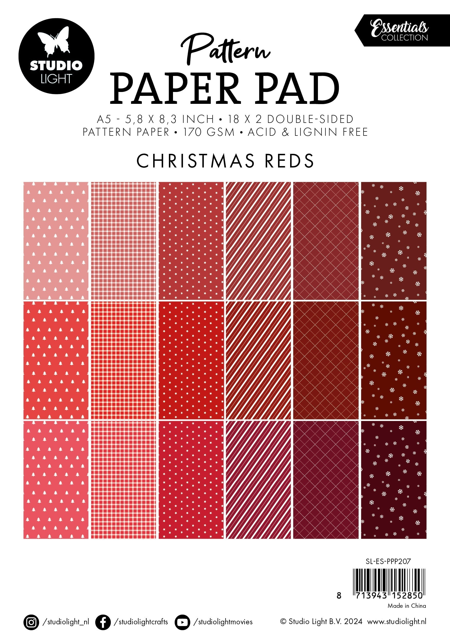 SL Pattern Paper Pad Christmas Reds Essentials 36 SH