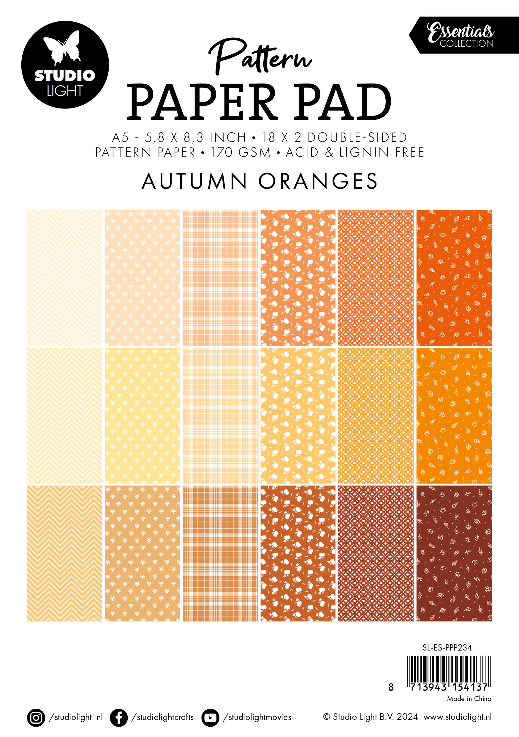 SL Pattern Paper Pad Autumn Oranges Essentials 36 SH