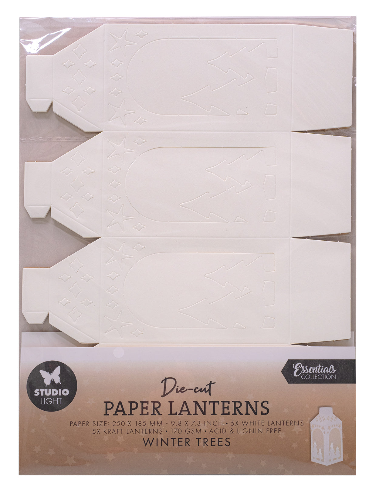 SL Die-Cut Paper Lanterns Winter Trees Essentials 10 Sheets