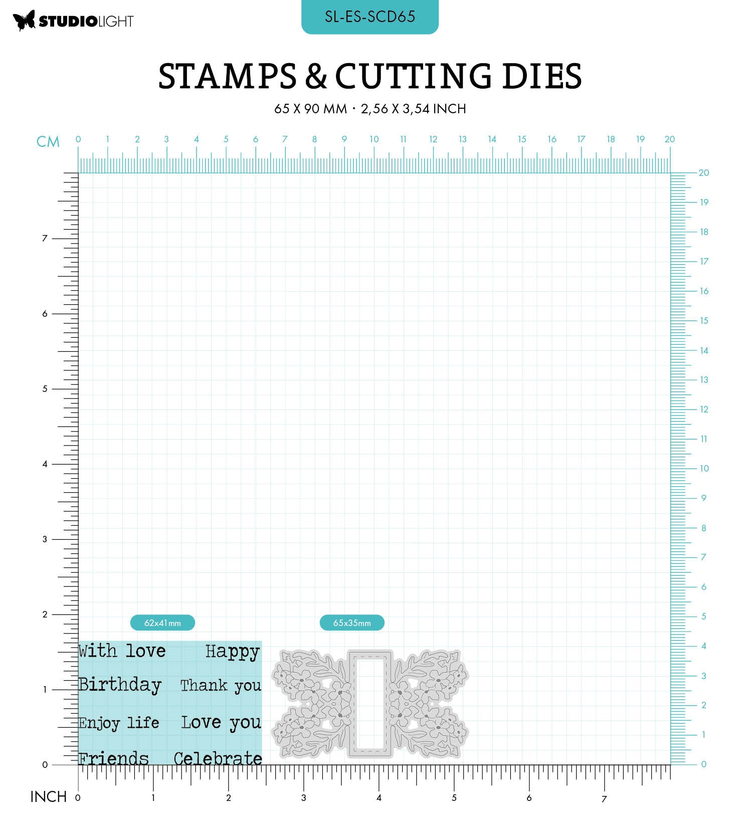 SL Stamp & Cutting Die Floral Frame Essentials 65x90x3mm 9 PC nr.65