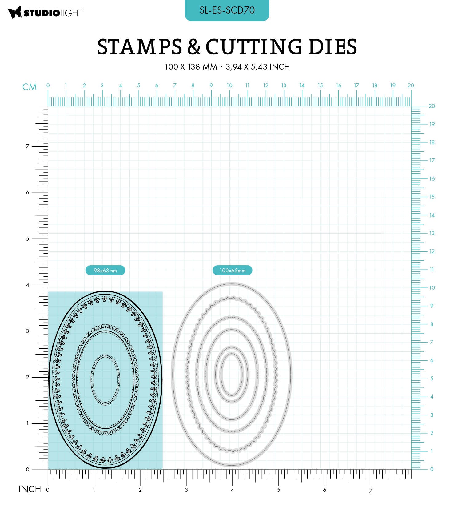 SL Stamp & Cutting Dies Oval Frames Essentials 100x138x3mm 9 PC nr.70