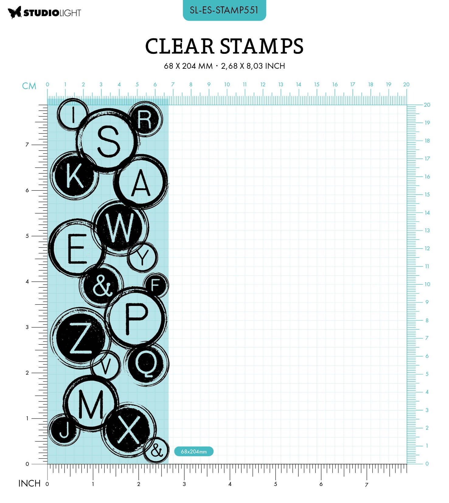 SL Clear Stamp Typewriter Keys Essentials 68x204x3mm 1 PC nr.551