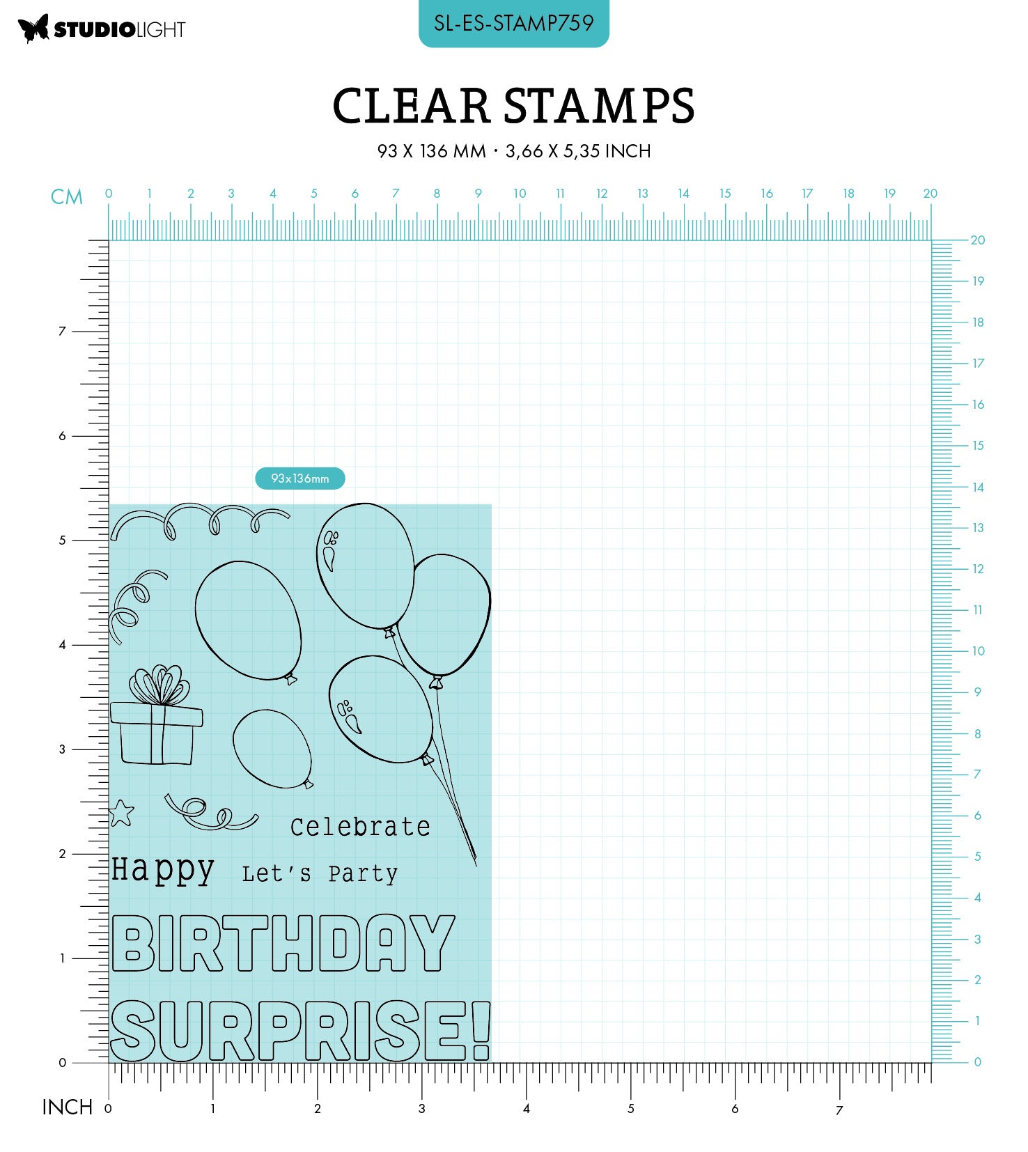 SL Clear Stamps Balloon Box Pop-Up Essentials 13 PC