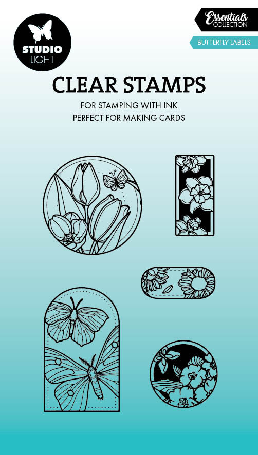 SL Clear Stamp Butterfly Labels Essentials 5 PC